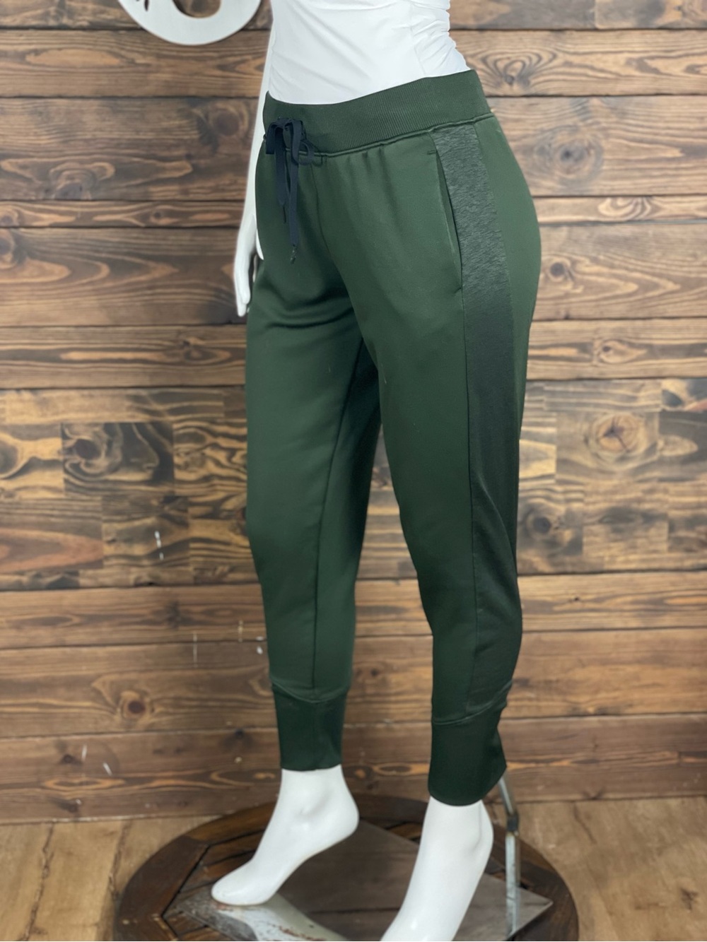 Under Armour | Olive Green Side Stripe Track Joggers Tapered Drawstring Athletic